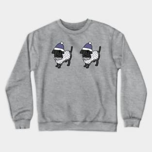 Two Cute Dogs Blue Hat and Winter Sweater Crewneck Sweatshirt